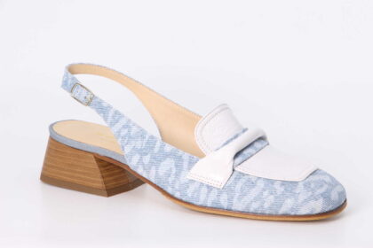 Sling-Pumps denim / bianco