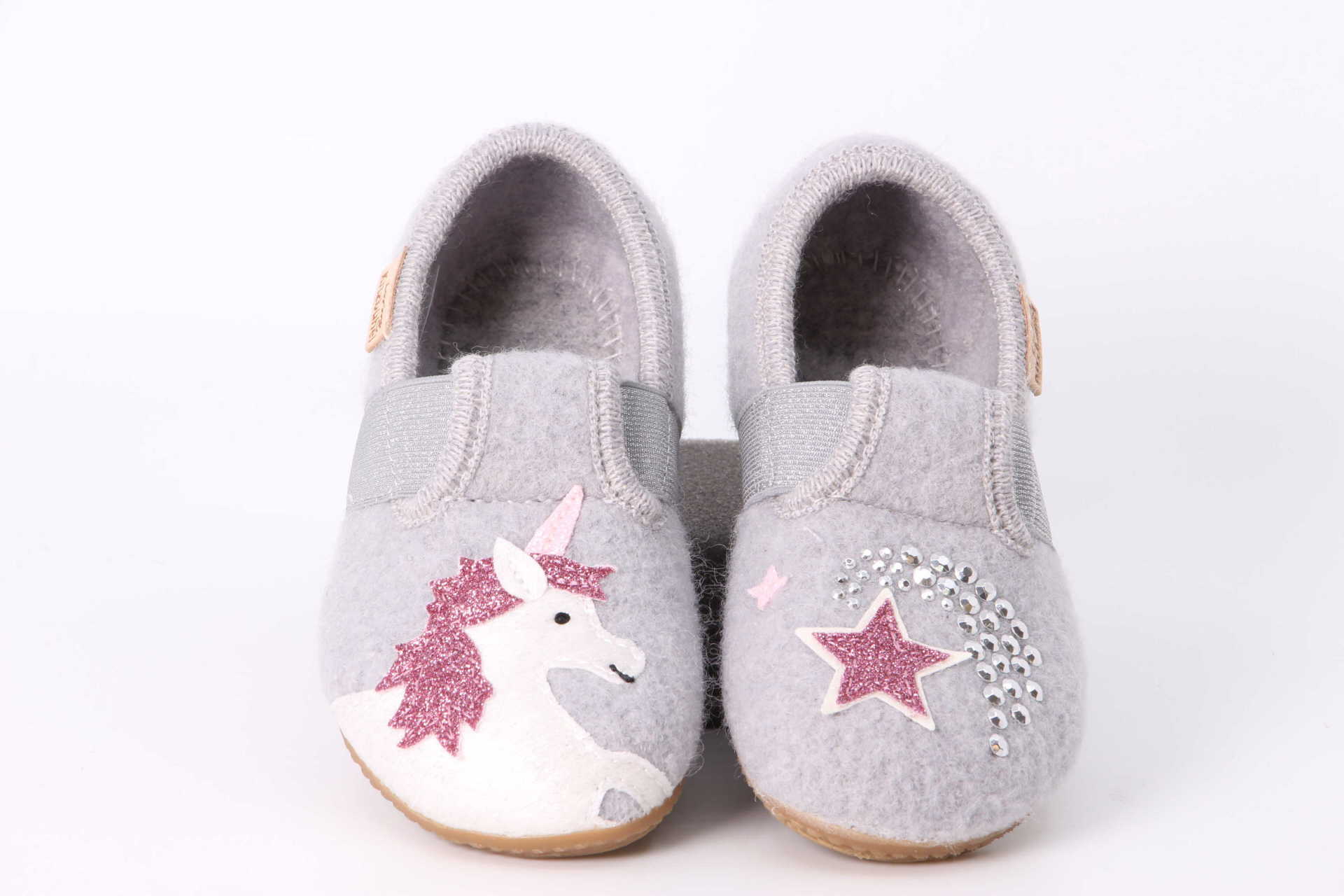 Filzfinken Einhorn hellgrau